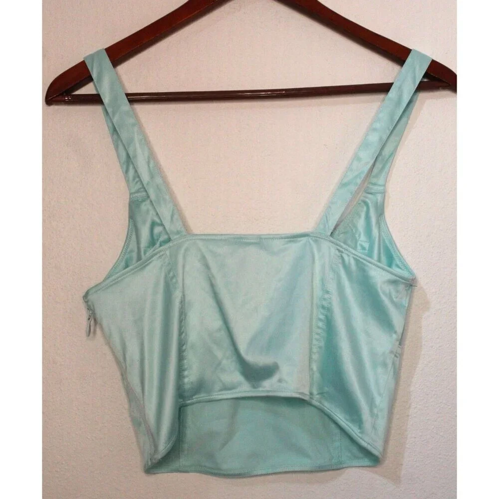 NWT Victoria Secret Lt. Blue/Green Lace Embellished Side Zip Cami Size Small - Picture 5 of 14